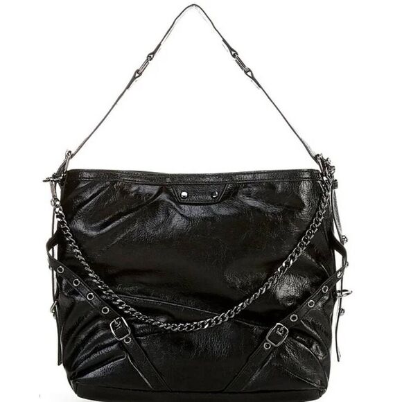NWT~ALDO Black Faraliaax Chain Charm Buckle Detail Slouchy Shoulder Bag~$75 RV - Picture 6 of 7